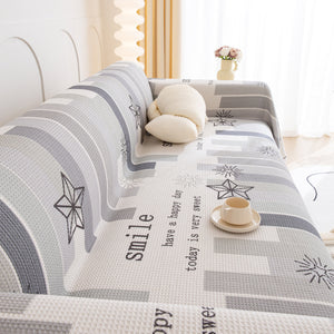 Chenille Sofa Cover Throw, Smile Couch Cover Blanket Throws for Couches, Soft Sofa Towel