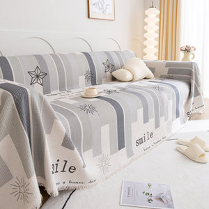Chenille Sofa Cover Throw, Smile Couch Cover Blanket Throws for Couches, Soft Sofa Towel