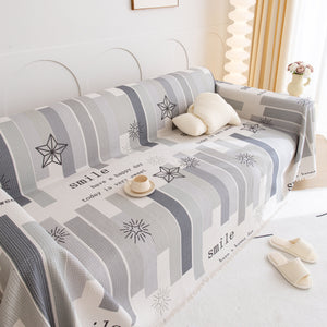 Chenille Sofa Cover Throw, Smile Couch Cover Blanket Throws for Couches, Soft Sofa Towel