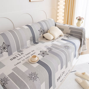 Chenille Sofa Cover Throw, Smile Couch Cover Blanket Throws for Couches, Soft Sofa Towel