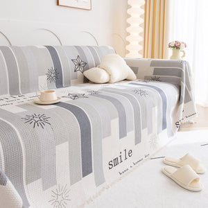 Chenille Sofa Cover Throw, Smile Couch Cover Blanket Throws for Couches, Soft Sofa Towel