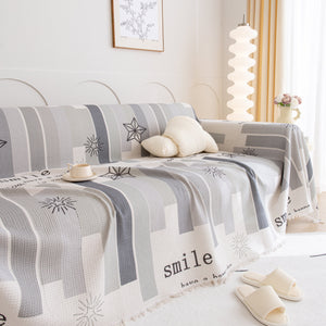 Chenille Sofa Cover Throw, Smile Couch Cover Blanket Throws for Couches, Soft Sofa Towel