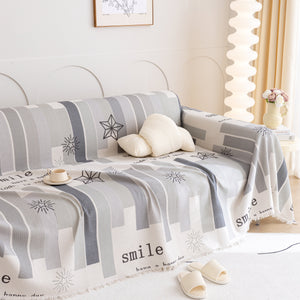 Chenille Sofa Cover Throw, Smile Couch Cover Blanket Throws for Couches, Soft Sofa Towel