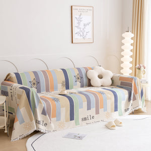 Chenille Sofa Cover Throw, Smile Couch Cover Blanket Throws for Couches, Soft Sofa Towel