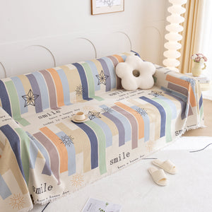 Chenille Sofa Cover Throw, Smile Couch Cover Blanket Throws for Couches, Soft Sofa Towel