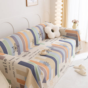 Chenille Sofa Cover Throw, Smile Couch Cover Blanket Throws for Couches, Soft Sofa Towel