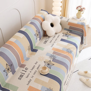 Chenille Sofa Cover Throw, Smile Couch Cover Blanket Throws for Couches, Soft Sofa Towel