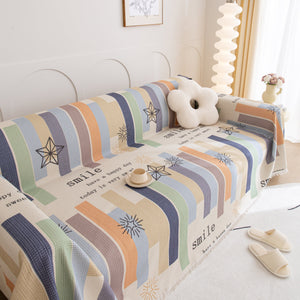 Chenille Sofa Cover Throw, Smile Couch Cover Blanket Throws for Couches, Soft Sofa Towel
