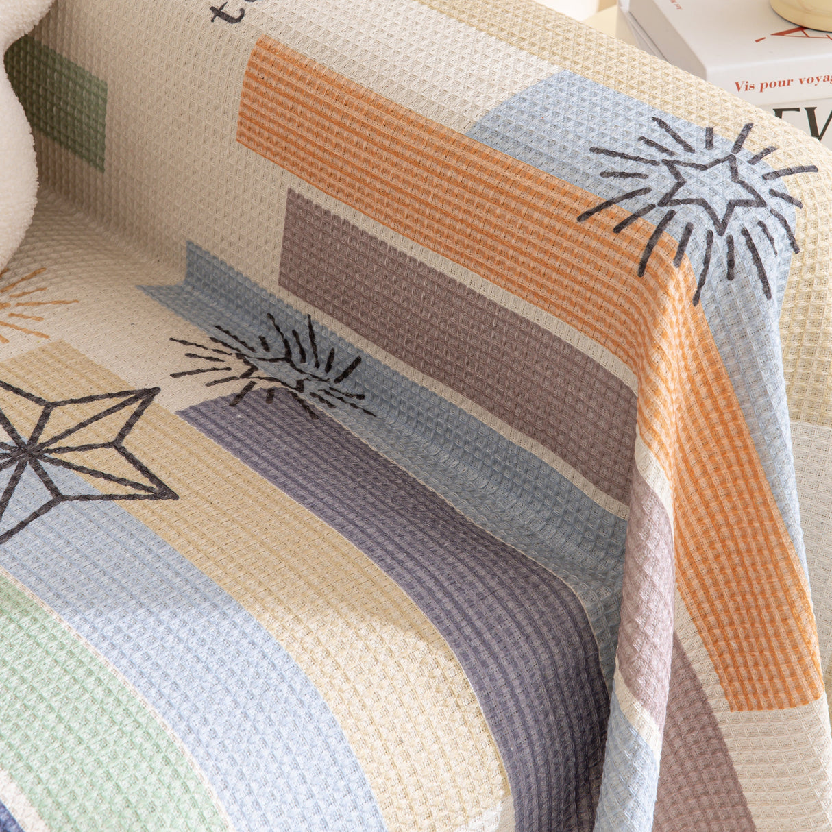 Chenille Sofa Cover Throw, Smile Couch Cover Blanket Throws for Couches, Soft Sofa Towel