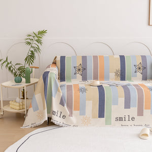 Chenille Sofa Cover Throw, Smile Couch Cover Blanket Throws for Couches, Soft Sofa Towel