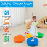 5 Pieces Kids Stepping Stones Stackable Round River Stone Indoor Outdoor-Multicolor