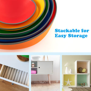 5 Pieces Kids Stepping Stones Stackable Round Indoor Outdoor-Multicolor