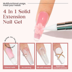 MIZHSE Solid Builder Gel, Nail Sculpture Gel Non-Sticky 4 Colors Nude Clear White Pink Hard Builder Gel Nails UV LED Nail Extension Gel For Nail Salon Home Manicure C-Classic Colors * 4