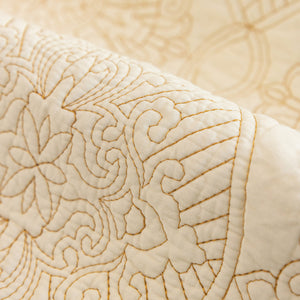 Baroque Sofa Cover – Quilted Cotton, Non-Slip, Washable with Ornate Embroidery