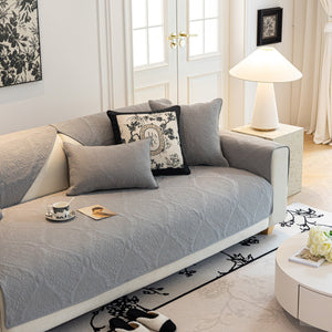 Baroque Sofa Cover – Quilted Cotton, Non-Slip, Washable with Ornate Embroidery