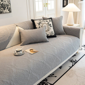 Baroque Sofa Cover – Quilted Cotton, Non-Slip, Washable with Ornate Embroidery