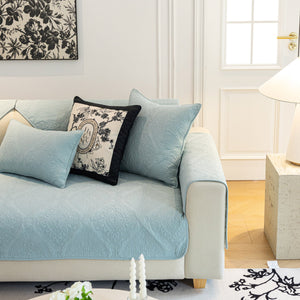 Baroque Sofa Cover – Quilted Cotton, Non-Slip, Washable with Ornate Embroidery