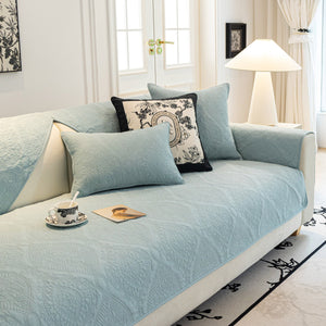 Baroque Sofa Cover – Quilted Cotton, Non-Slip, Washable with Ornate Embroidery