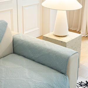 Baroque Sofa Cover – Quilted Cotton, Non-Slip, Washable with Ornate Embroidery