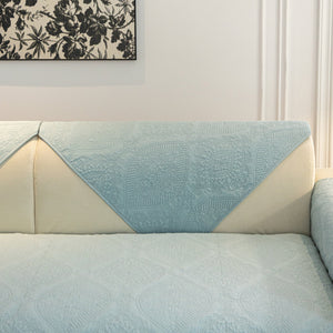 Baroque Sofa Cover – Quilted Cotton, Non-Slip, Washable with Ornate Embroidery