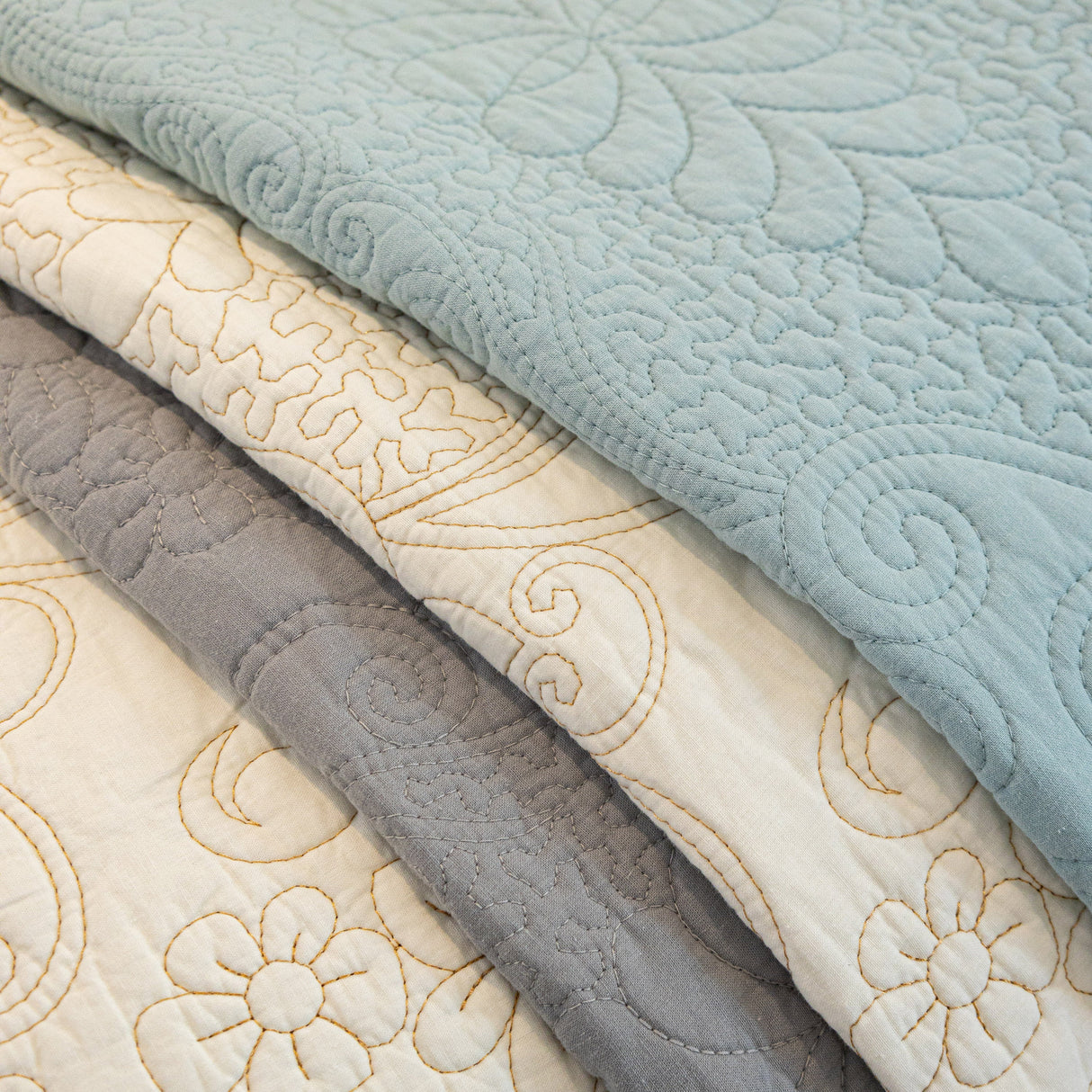 Baroque Floral Quilted Cotton Sofa Cover, Non-Slip Washable Couch Protector