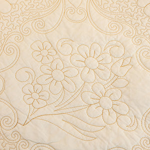 Baroque Floral Quilted Cotton Sofa Cover, Non-Slip Washable Couch Protector