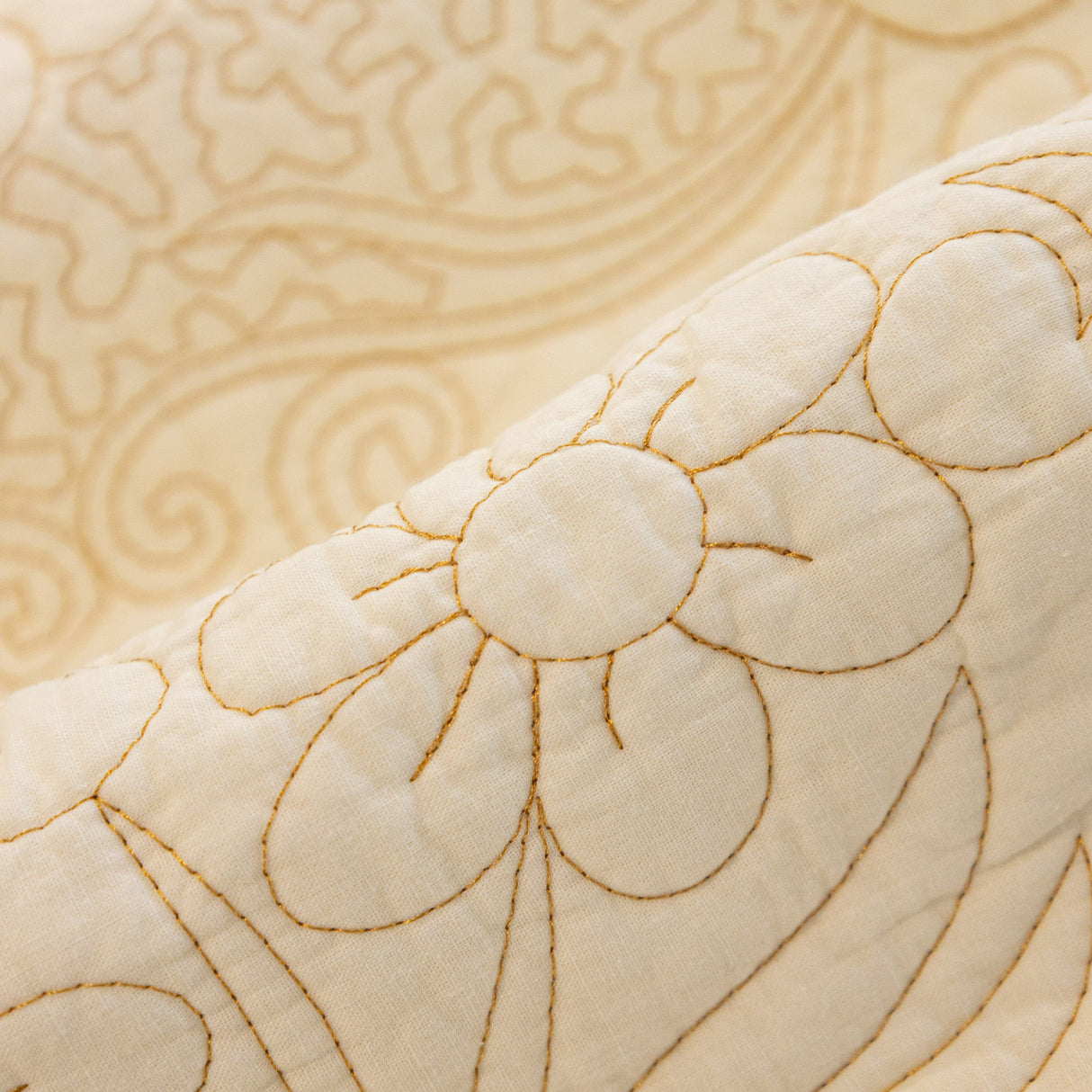 Baroque Floral Quilted Cotton Sofa Cover, Non-Slip Washable Couch Protector