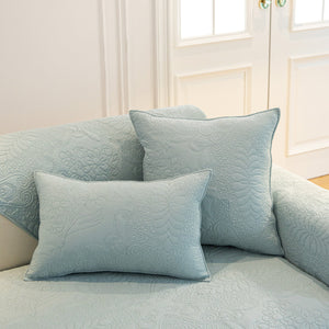Baroque Floral Quilted Cotton Sofa Cover, Non-Slip Washable Couch Protector