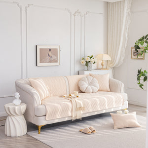 Quilted Geometric Cotton Sofa Cover, Non-Slip & Thick Padded Furniture Covers