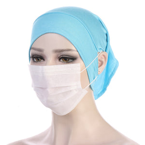 NEW Soft Cotton Hijab Breathable Turban Tie Under Scarf Elegant Ear Hole Stretch Inner Hijabs Lightweight Turban Round Front Under Hijab Caps Female Turban Bonnet