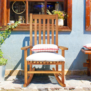 Indoor Outdoor Wooden High Back Rocking Chair-Black