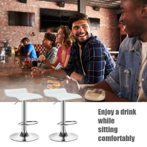 Set of 2 Adjustable PU Leather Backless Bar Stools-Black