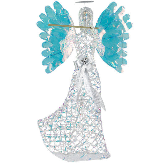5.2 FT Lighted Angel Christmas Decoration 3D Glittering Halo Angel with Flute
