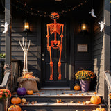 5.2 FT Orange Life-Size Poseable Halloween Skeleton with Pumpkin Head and Movable Joints