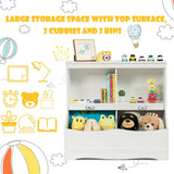 Kids Floor Cabinet Multi-Functional Bookcase -Gray