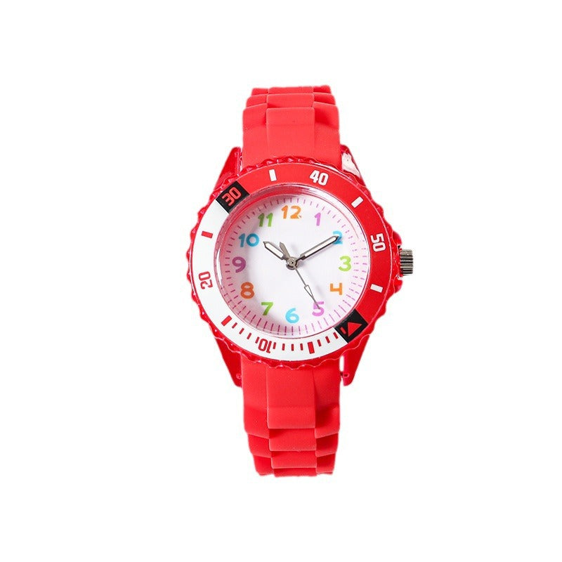 Kids Quartz Watches 50M Waterproof Analog Wristwatches Jelly Clock Students Watch Children PU Band Watch Childrens Analog Wrist Watch With Protective Design Simple Watch For Girls And Boys