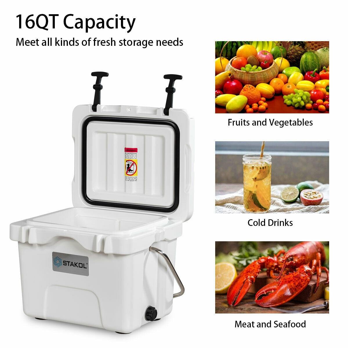 16 Quart 24-Can Capacity Insulated Ice Cooler with 2 Cup Holders-Khaki