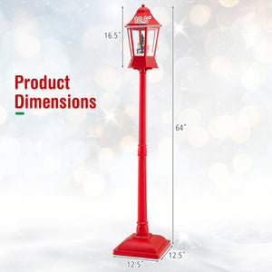 5.3 Feet Musical Christmas Street Lamp with Blowing Snow and LED Lights-Red