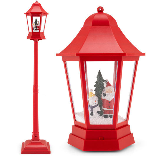 5.3 Feet Musical Christmas Street Lamp with Blowing Snow and LED Lights-Red