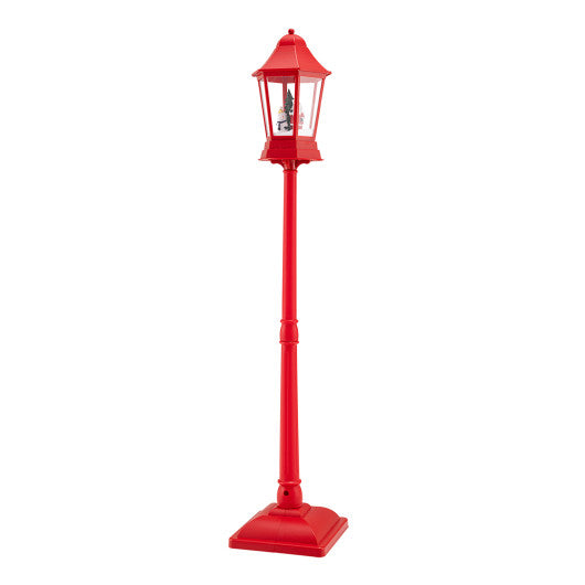 5.3 Feet Musical Christmas Street Lamp with Blowing Snow and LED Lights-Red