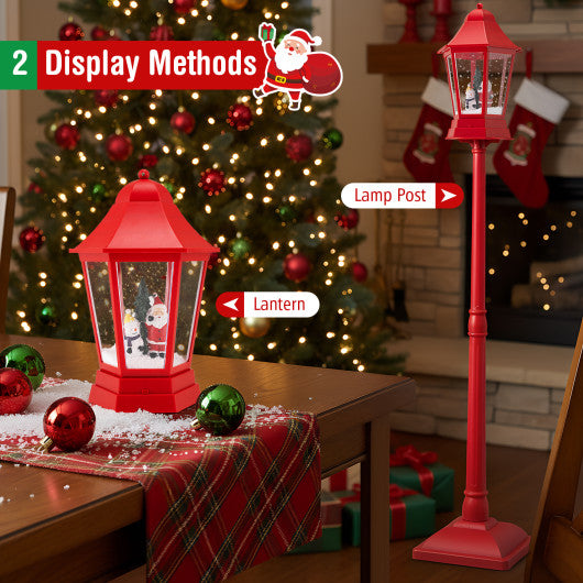 5.3 Feet Musical Christmas Street Lamp with 60 Warm White LED Lights-Red