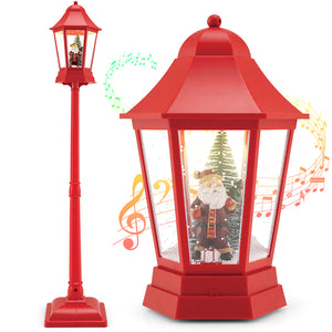 5.3 Feet Musical Christmas Street Lamp with 60 Warm White LED Lights-Red