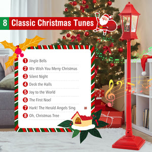 5.3 Feet Musical Christmas Street Lamp with 60 Warm White LED Lights-Red