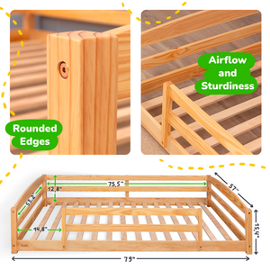 Full-Size Montessori Floor Bed with Strong Slatted Frame