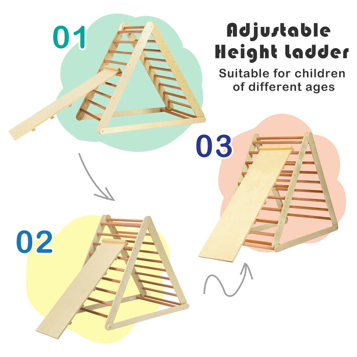 Foldable Wooden Climbing Triangle Indoor Home Climber Ladder