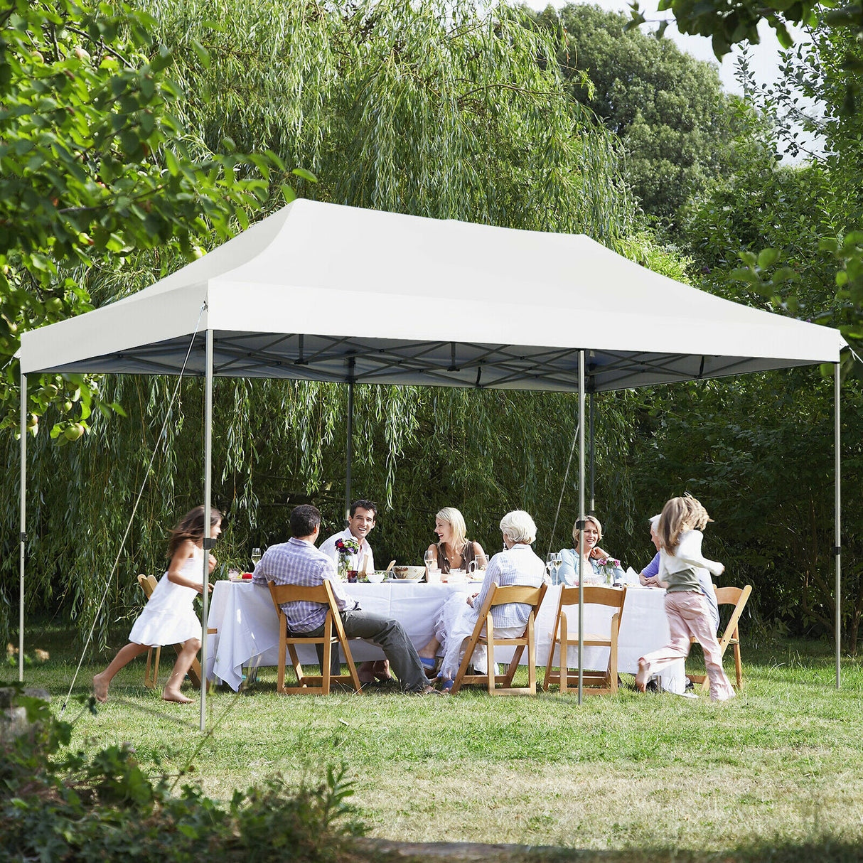 10 x 20 Feet Adjustable Folding Heavy Duty Sun Shelter with Carrying Bag-White by DirectDeals
