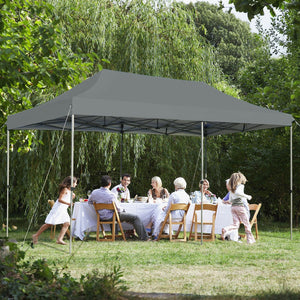 10 x 20 Feet Adjustable Folding Heavy Duty Sun Shelter with Carrying Bag-Gray by DirectDeals