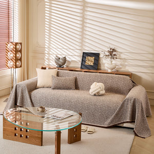 Natural Textured Linen Couch Cover, Breathable & Hypoallergenic Furniture Protector