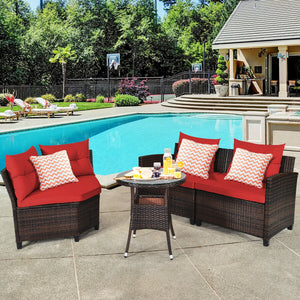 4 Pieces Furniture Patio Set Outdoor Wicker Sofa Set