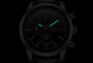 Men's  Waterproof Watch With Chronometers Date Display And Fluorescent Pointers Excellent Look Perfect Gift